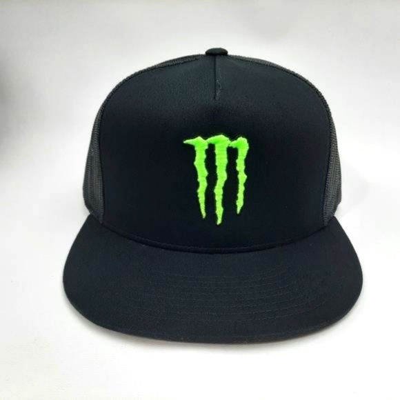 FOX Racing Retro Monster Energy Fox Flat Bill Trucker Mesh Snapback Hat Custom - Picture 1 of 4